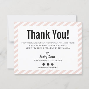 BUSINESS THANK YOU modern minimal blush pink LOGO Card