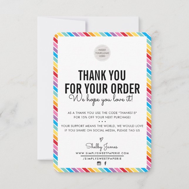 BUSINESS THANK YOU modern order insert colourful (Front)