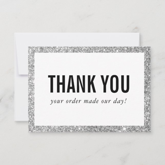BUSINESS THANK YOU modern order insert glitter Card (Front)