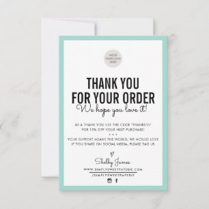 BUSINESS THANK YOU modern order insert mint green Card
