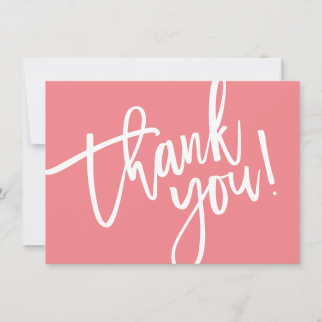 BUSINESS THANK YOU modern script insert coral logo Card (Front)