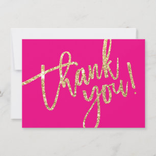 BUSINESS THANK YOU modern script insert pink logo Card