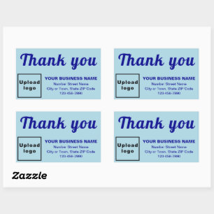 Business Thank You on Monochrome Blue Rectangular Sticker