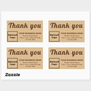 Business Thank You on Monochrome Brown Rectangular Sticker