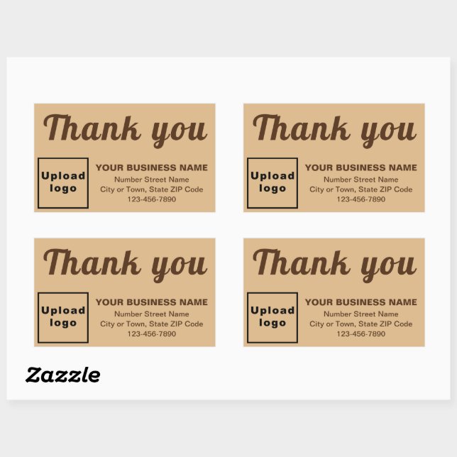 Business Thank You on Monochrome Brown Rectangular Sticker (Sheet)