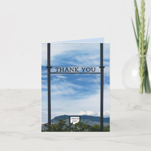 BUSINESS THANK YOU ON SIGN POST & BLUE SKY ABOVE CARD