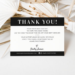 BUSINESS THANK YOU professional modern black white Card