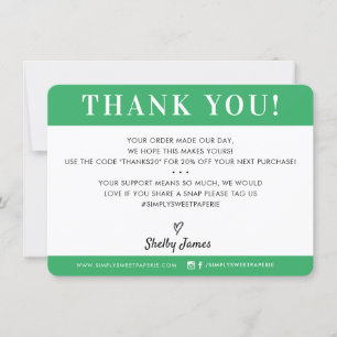 BUSINESS THANK YOU professional modern kelly green Card