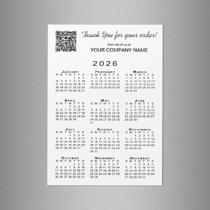 Business Thank You QR Code 2026 Calendar Magnet