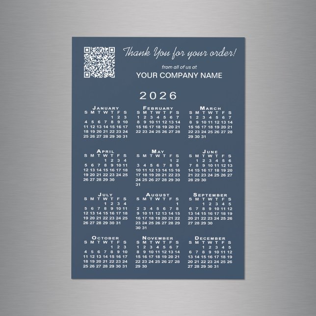 Business Thank You QR Code 2026 Calendar Navy (Business Thank You QR Code 2026 Calendar Navy Magnet in situ)