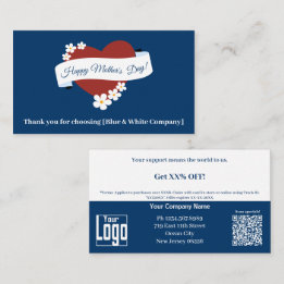 Business Thank You Red Heart Happy Mother's Day Discount Card