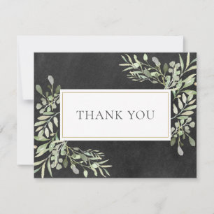 Business Thank You Spring Leaves Chalkboard Card