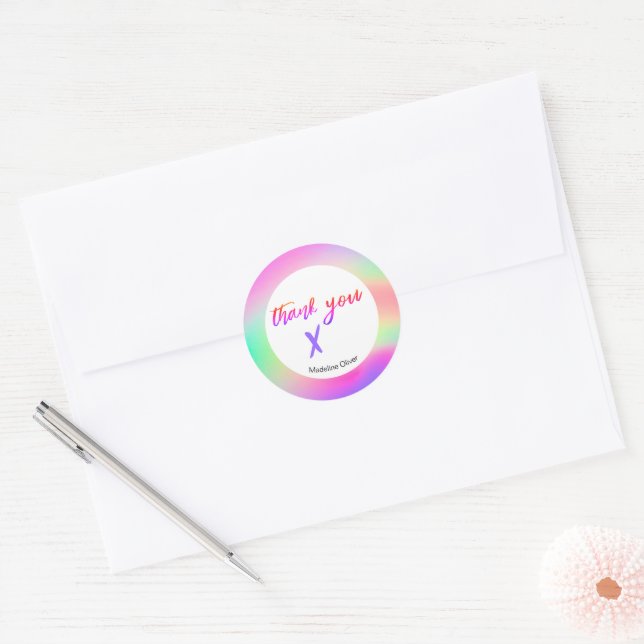 Business Thank You Stationary Custom Purple Classic Round Sticker (Envelope)