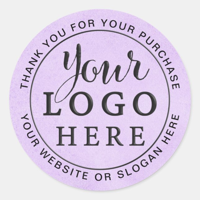 Business Thank You Sticker Add Your Logo Purple (Front)