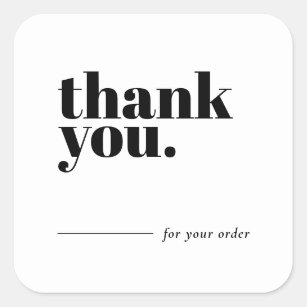Business Thank You Sticker Black and White