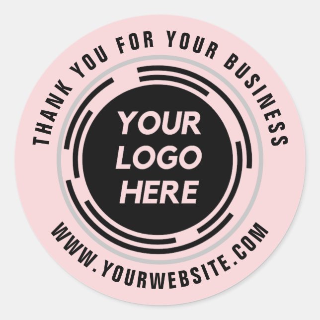 Business Thank You Stickers Custom Logo Round (Front)