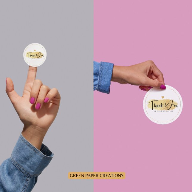Business Thank You Stickers Gold, Circle stickers  (Creator Uploaded)