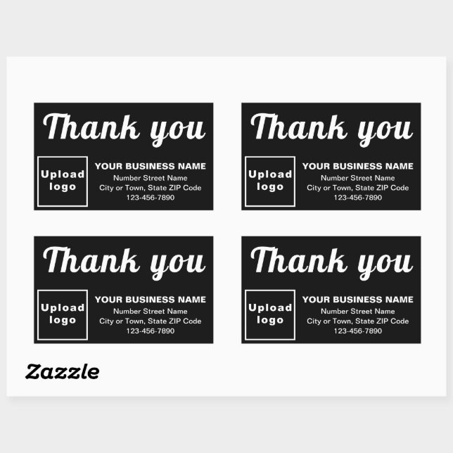 Business Thank You Texts on Black Rectangular Sticker (Sheet)