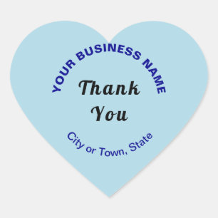 Business Thank You Texts on Light Blue Heart Sticker