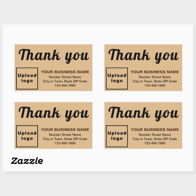 Business Thank You Texts on Light Brown Rectangular Sticker (Sheet)