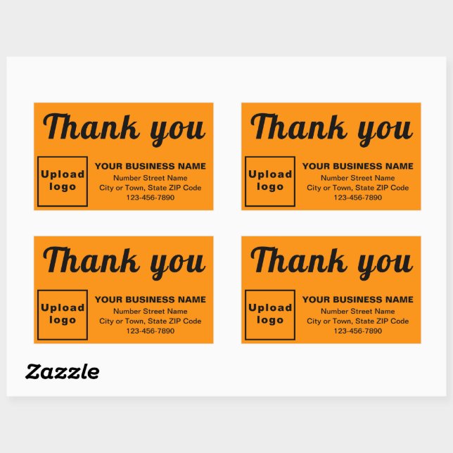 Business Thank You Texts on Orange Colour Rectangular Sticker (Sheet)