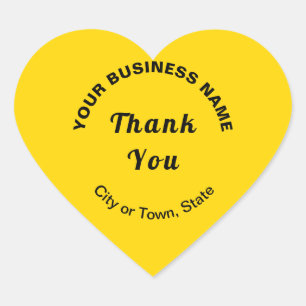 Business Thank You Texts on Yellow Heart Sticker