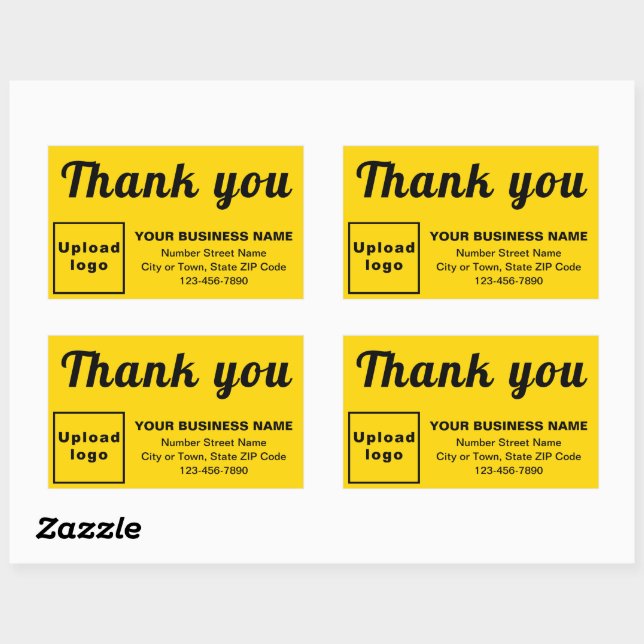 Business Thank You Texts on Yellow Rectangular Sticker (Sheet)