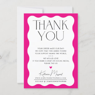 BUSINESS THANK YOU trendy elegant serif hot pink Card