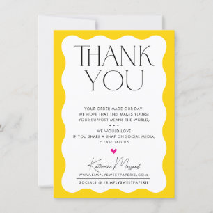 BUSINESS THANK YOU trendy elegant serif yellow Card
