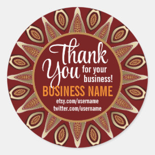 Business Thank You Tribal Earth Sun Classic Round Sticker