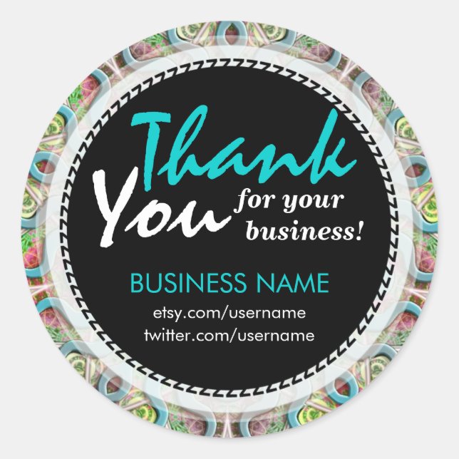 Business Thank You Tribal Pastel pattern sticker (Front)