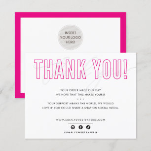 BUSINESS THANK YOU urban masculine fuschia pink Card