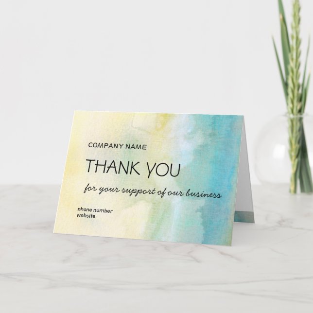 Business Thank You Watercolor Pastel  Colours  Card (Front)