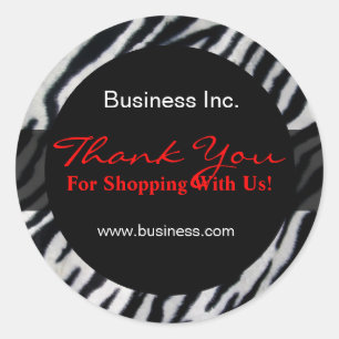 Business Thank You Zebra Red Classic Round Sticker