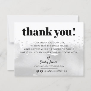 BUSINESS THANKS modern watercolor pale grey LOGO Thank You Card