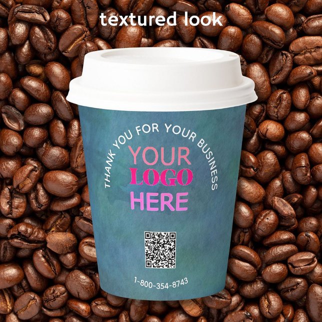 Business Thanks Texture Look Phone Logo QR Code Paper Cups (Creator Uploaded)