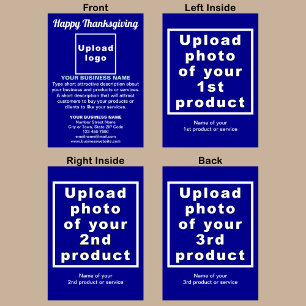 Business Thanksgiving Blue Folded Greeting Card
