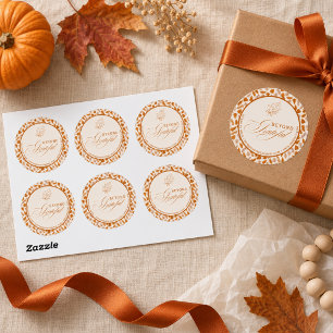 Business Thanksgiving   Elegant Autumn Client  Classic Round Sticker