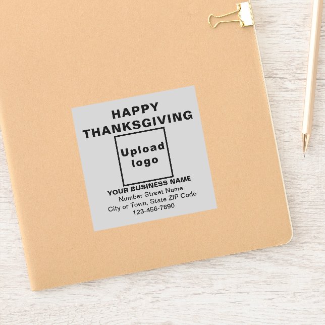 Business Thanksgiving Greeting, Grey Square Vinyl (Notebook)