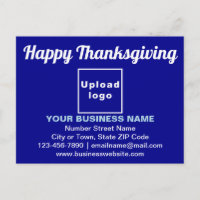 Business Thanksgiving Greeting on Blue Postcard