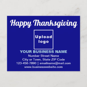 Business Thanksgiving Greeting on Blue Postcard