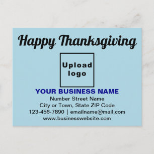 Business Thanksgiving Greeting on Light Blue Postcard