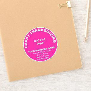 Business Thanksgiving Greeting on Pink Round Vinyl