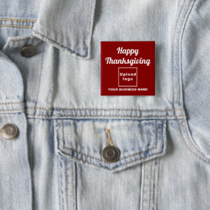 Business Thanksgiving Greeting on Red Square 15 Cm Square Badge