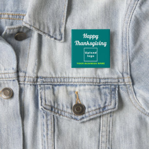 Business Thanksgiving Greeting, Teal Green Square 15 Cm Square Badge