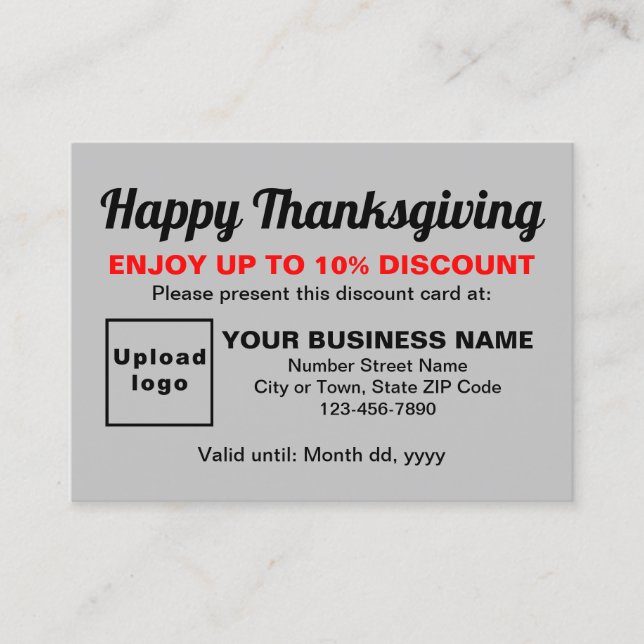 Business Thanksgiving Grey Discount Card (Front)