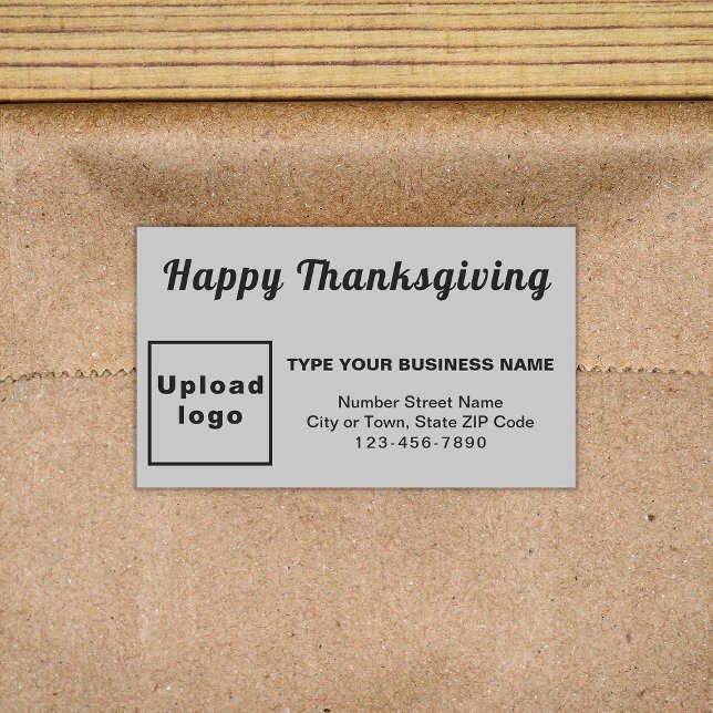 Business Thanksgiving Grey Rectangle Sticker (Your business brand with Thanksgiving greeting on gray rectangle sticker.)