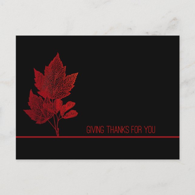 Business Thanksgiving Red Leaves Holiday Postcard (Front)