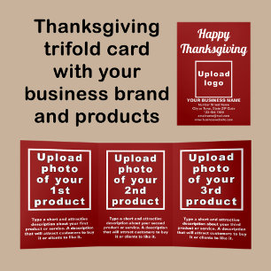 Business Thanksgiving Red Trifold Card