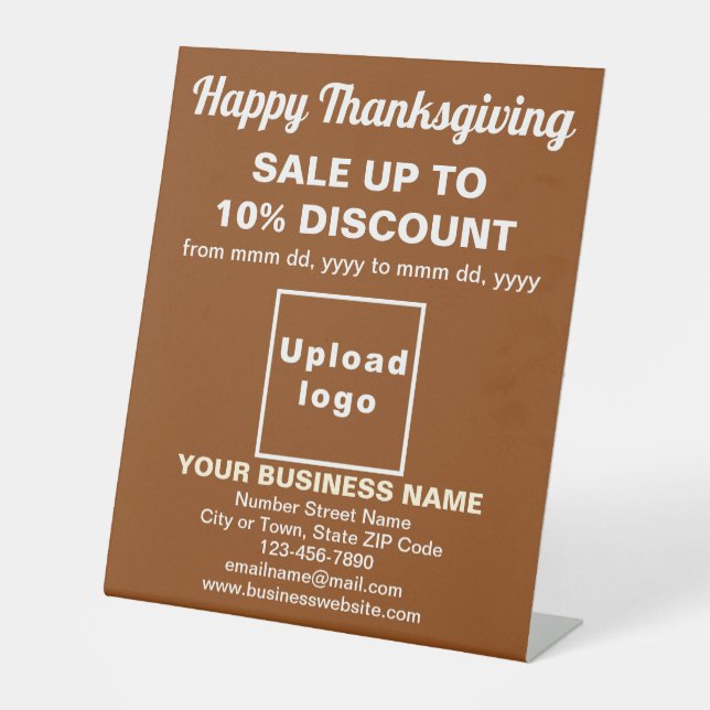 Business Thanksgiving Sale on Brown Pedestal Sign (Front)